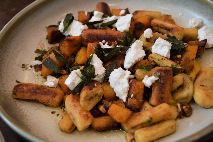 Paris Style Gnocchi with Roast Butternut, Walnuts, Goats Cheese, Crispy Sage and Brown Butter